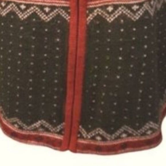 Vintage Croft & Barrow Sweater Nordic Christmas Zippered Roomy Red Green Sz M - Picture 7 of 11